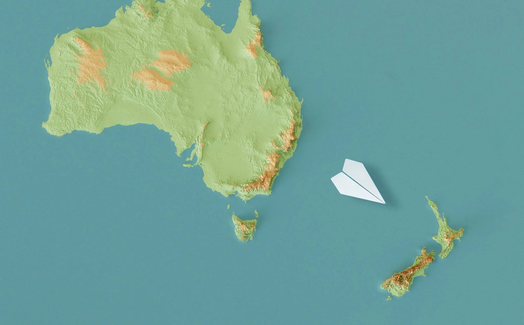 Map of NZ and Australia