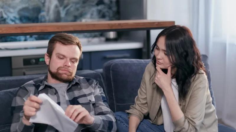 Couple reviewing financial documents
